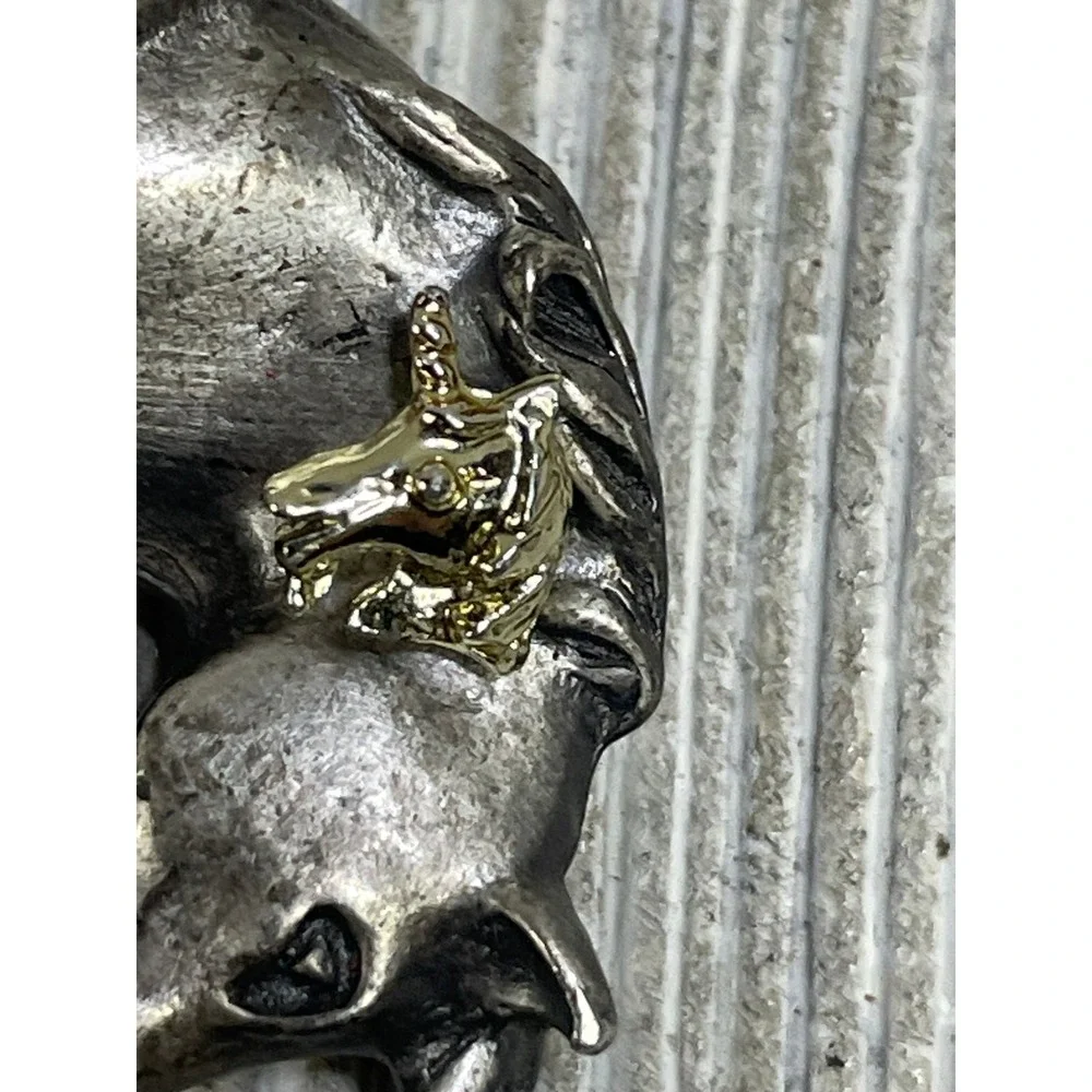Vintage TOKIND Unicorn Stud Earrings Gold Tone w/ Stand Cute Children's Set